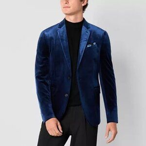 J. Ferrar Mens Slim Slim Fit Velvet Sport Coat, 42 Regular, Blue